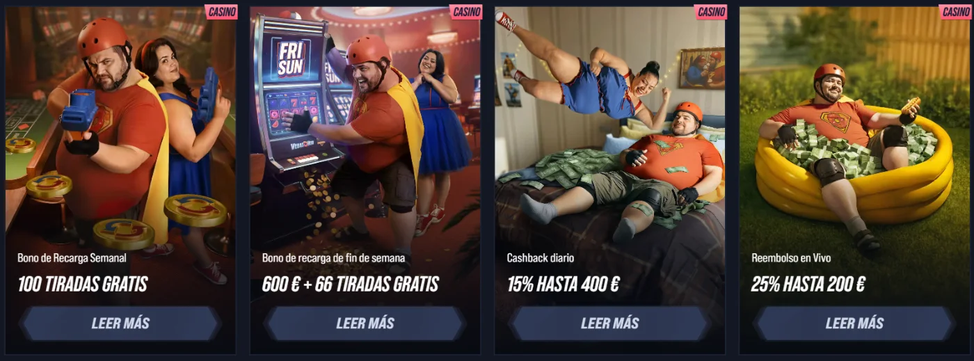 VegasHero Casino promociones con bono de recarga semanal, cashback diario y reembolso en vivo
