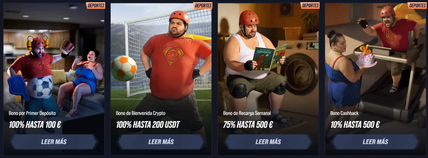 VegasHero Deportes bonos de bienvenida, depósito crypto, recarga semanal y cashback